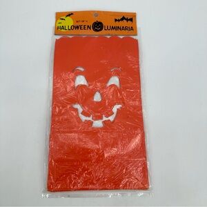 3/$15 Halloween Luminaria Bags Orange Jack-o-Lantern Cutout Sealed 4-Pack READ